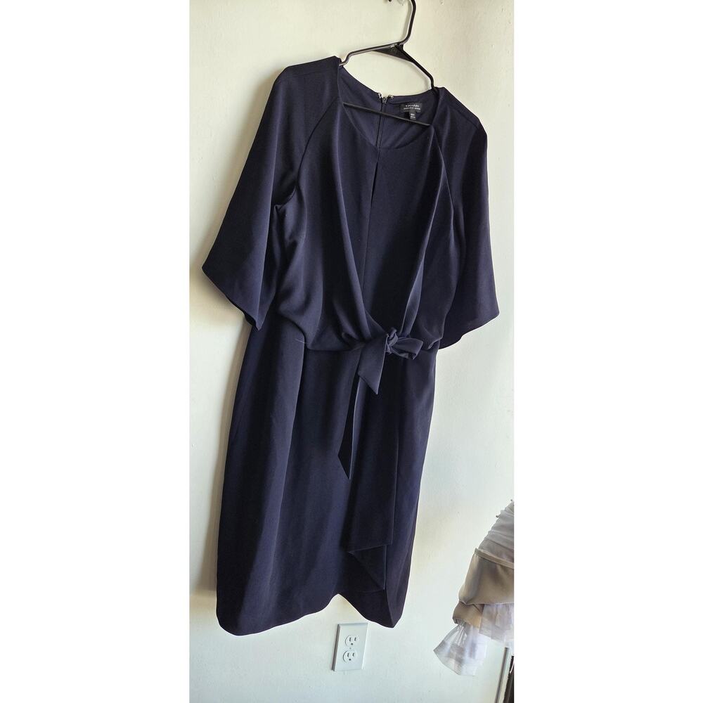Tahari Plus Size Side-Tie Front -Belted Navy Blue Classy Sexy Dress 16W, - Picture 9 of 16